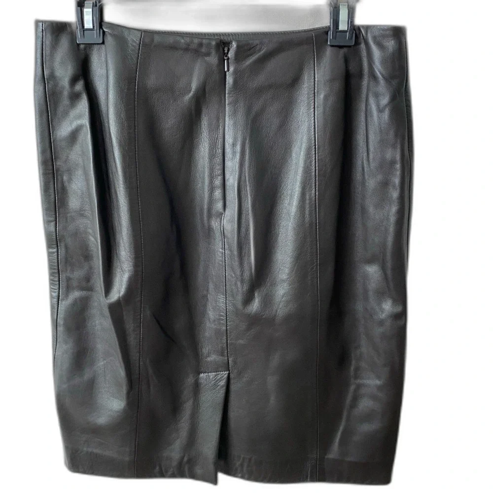 Talbots Skirt Women’s Size 6 Color Brown Leather Lined - Picture 2 of 10